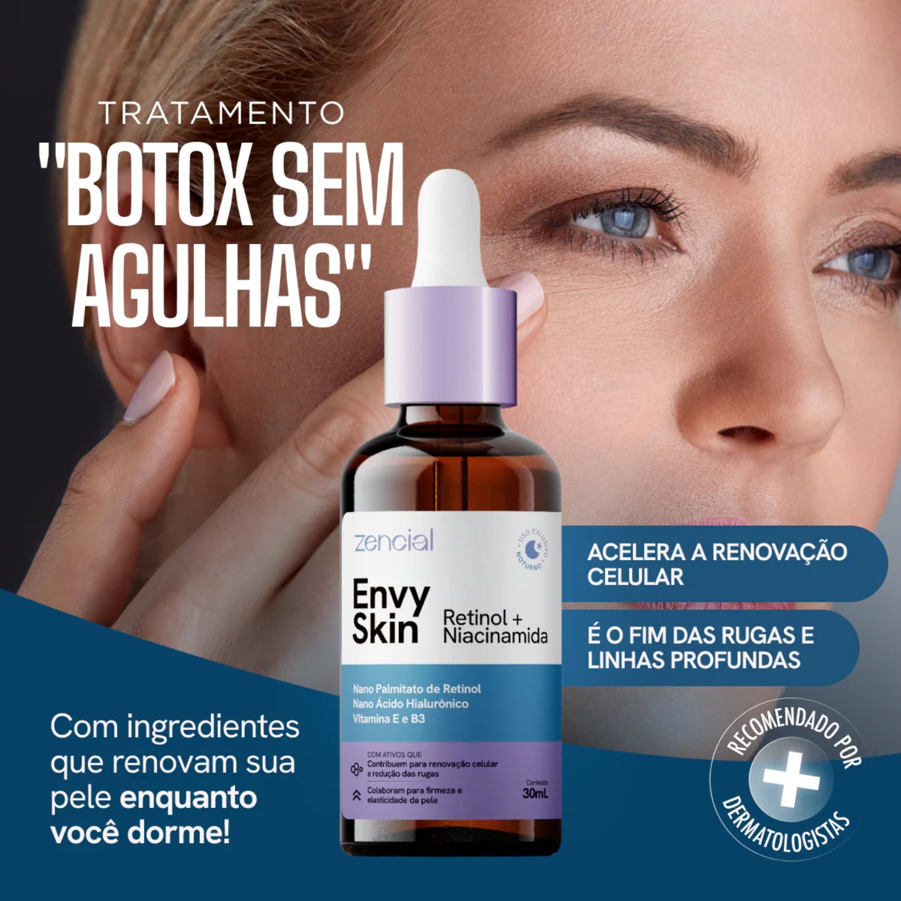 Estimulador Sérum Facial Retinol + Niacinamida Zencial Anti-idade Rugas