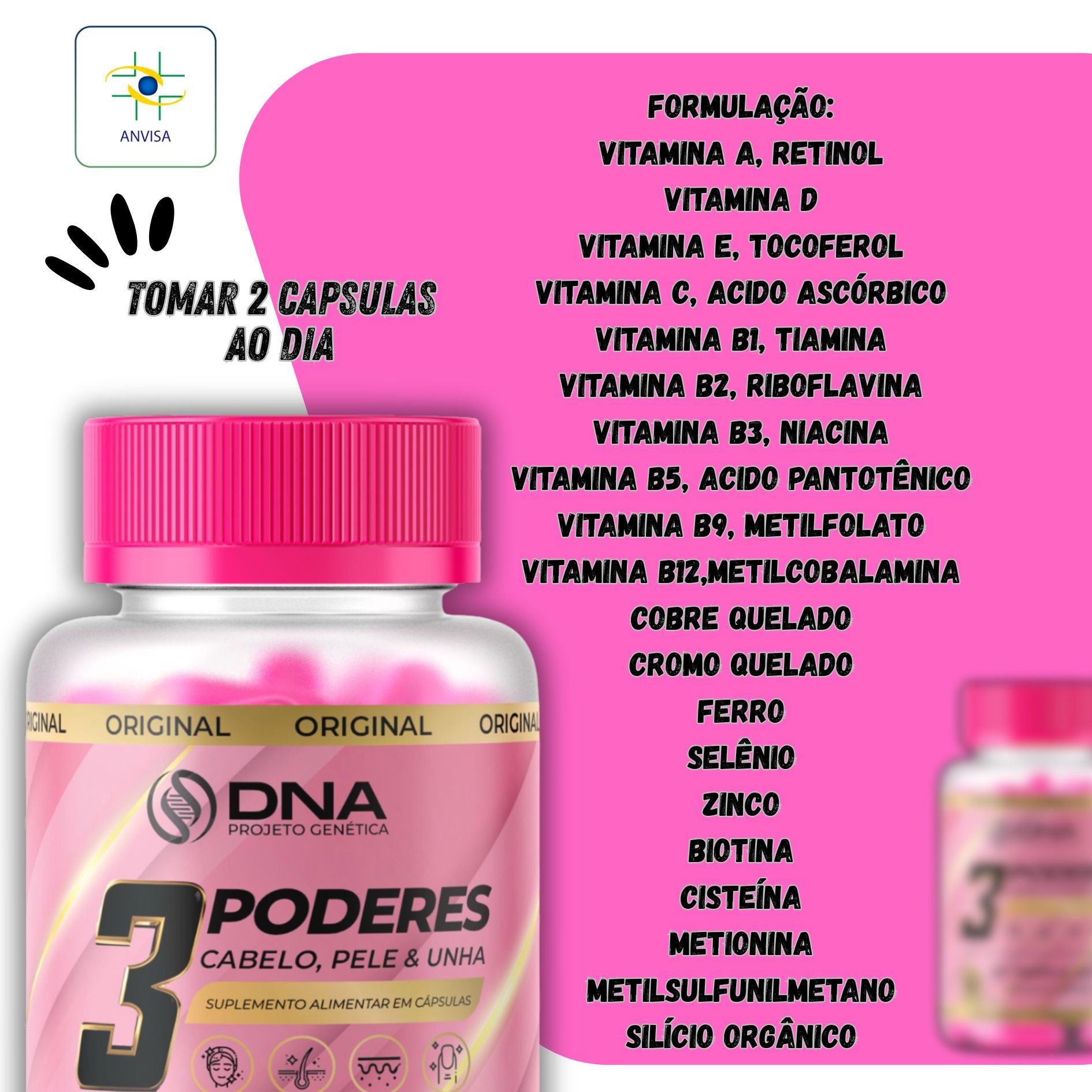 Suplemento para Saúde de Cabelo, Pele, Unha, Ossos e Articulações