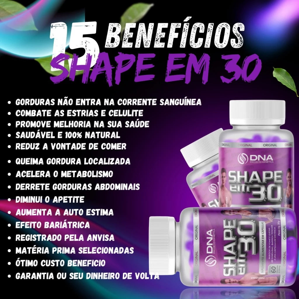 Shape 30 – Suplemento Alimentar para emagrecimento Apoio Nutricional Diário ( Inibidor de Fome )
