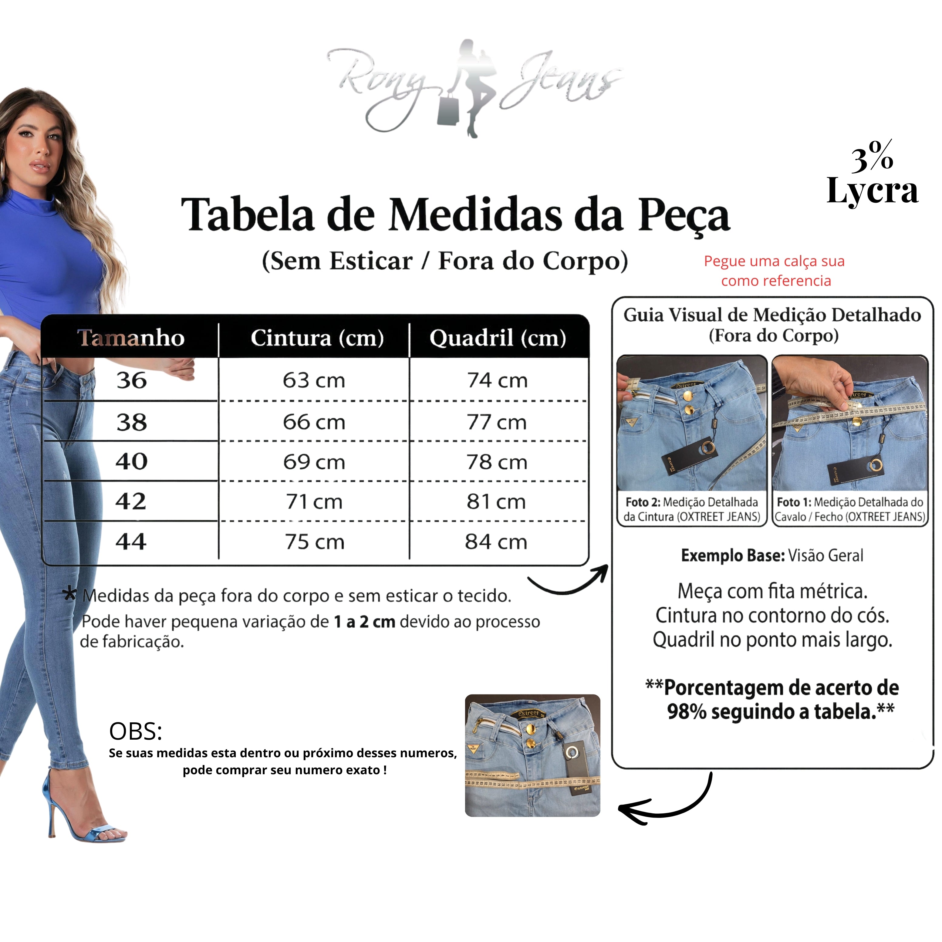 Calça oxtreet jeans original, Cos Modelador Premium 2 botões, Empina Bumbum Original