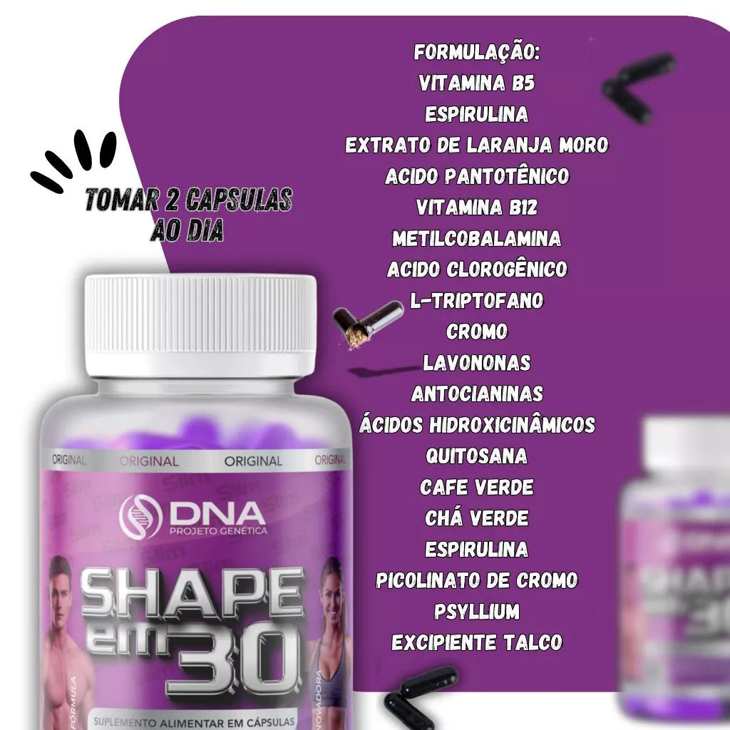 Shape 30 – Suplemento Alimentar para emagrecimento Apoio Nutricional Diário ( Inibidor de Fome )